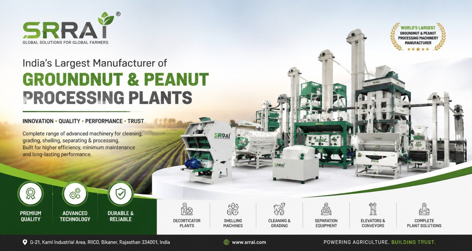 SRRAI homepage banner - Groundnut and Peanut Processing Plants